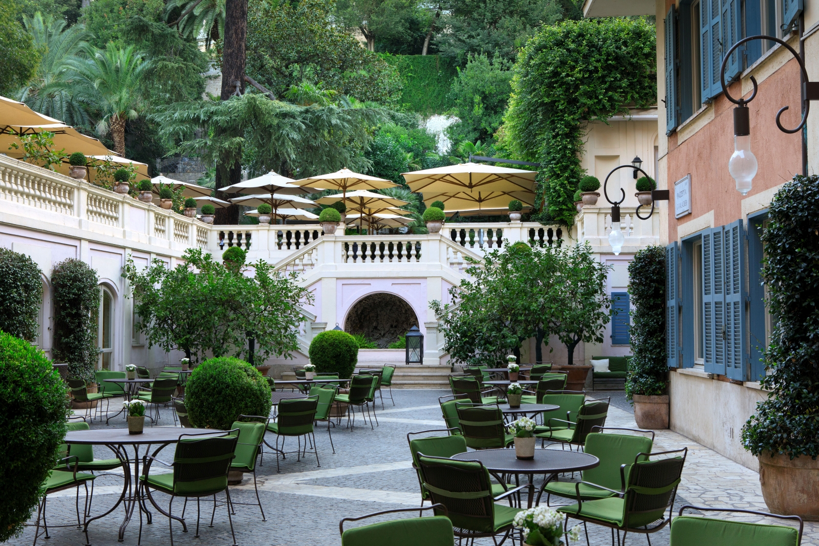 The Piazetta in the courtyard of Hotel de Russie in Rome, Italy
