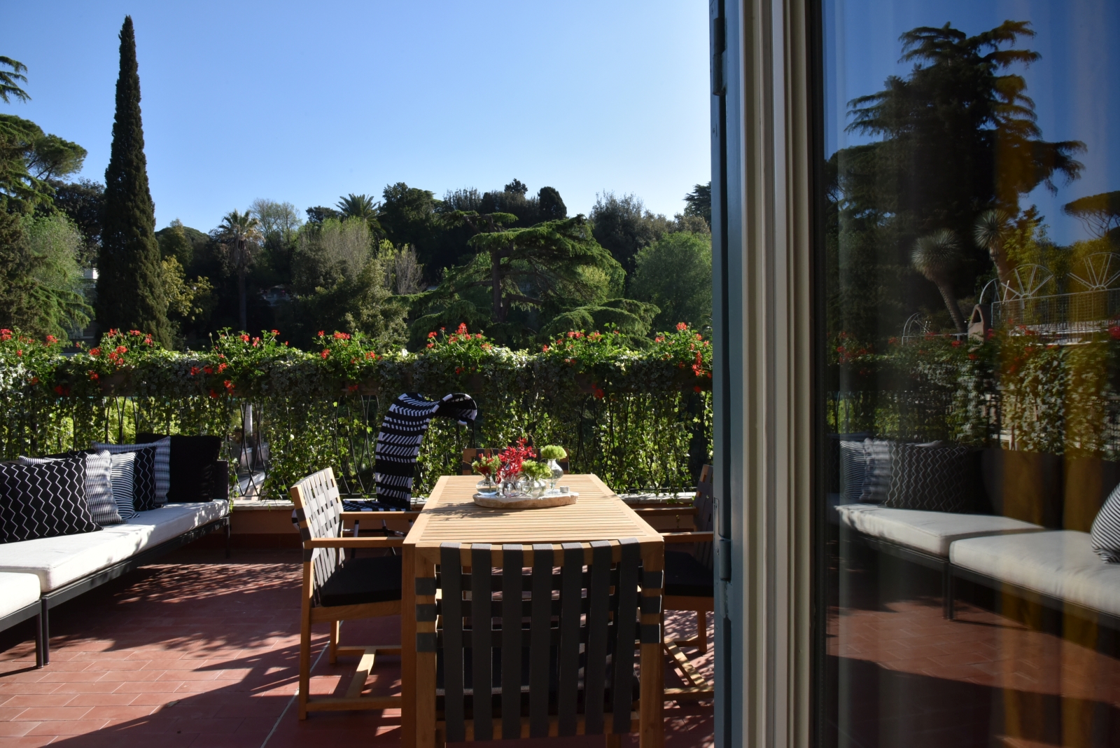 Terrace of the Picasso Suite at Hotel de Russie, luxury hotel in Rome, Italy