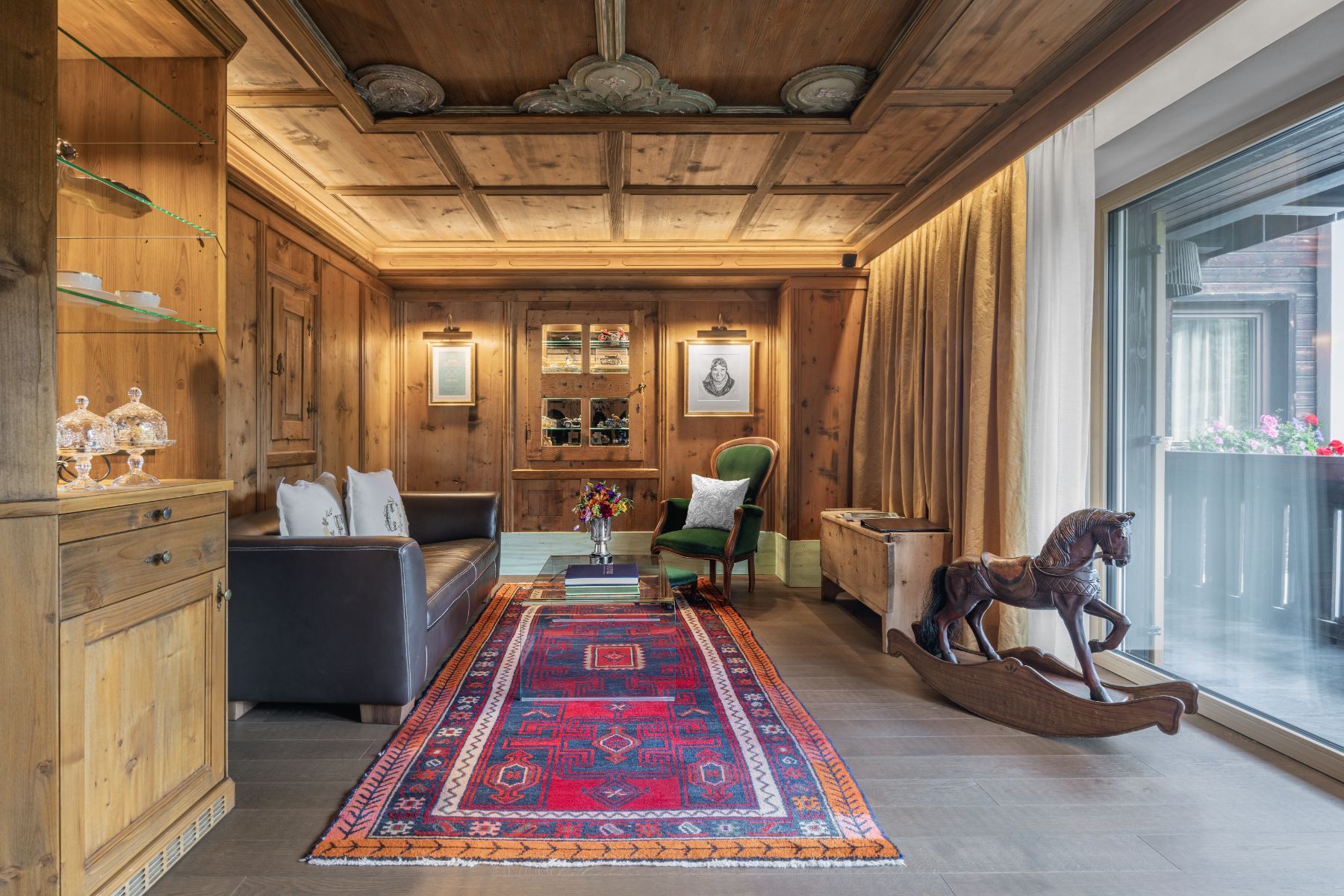 Living area at Hotel La Perla in Corvara.