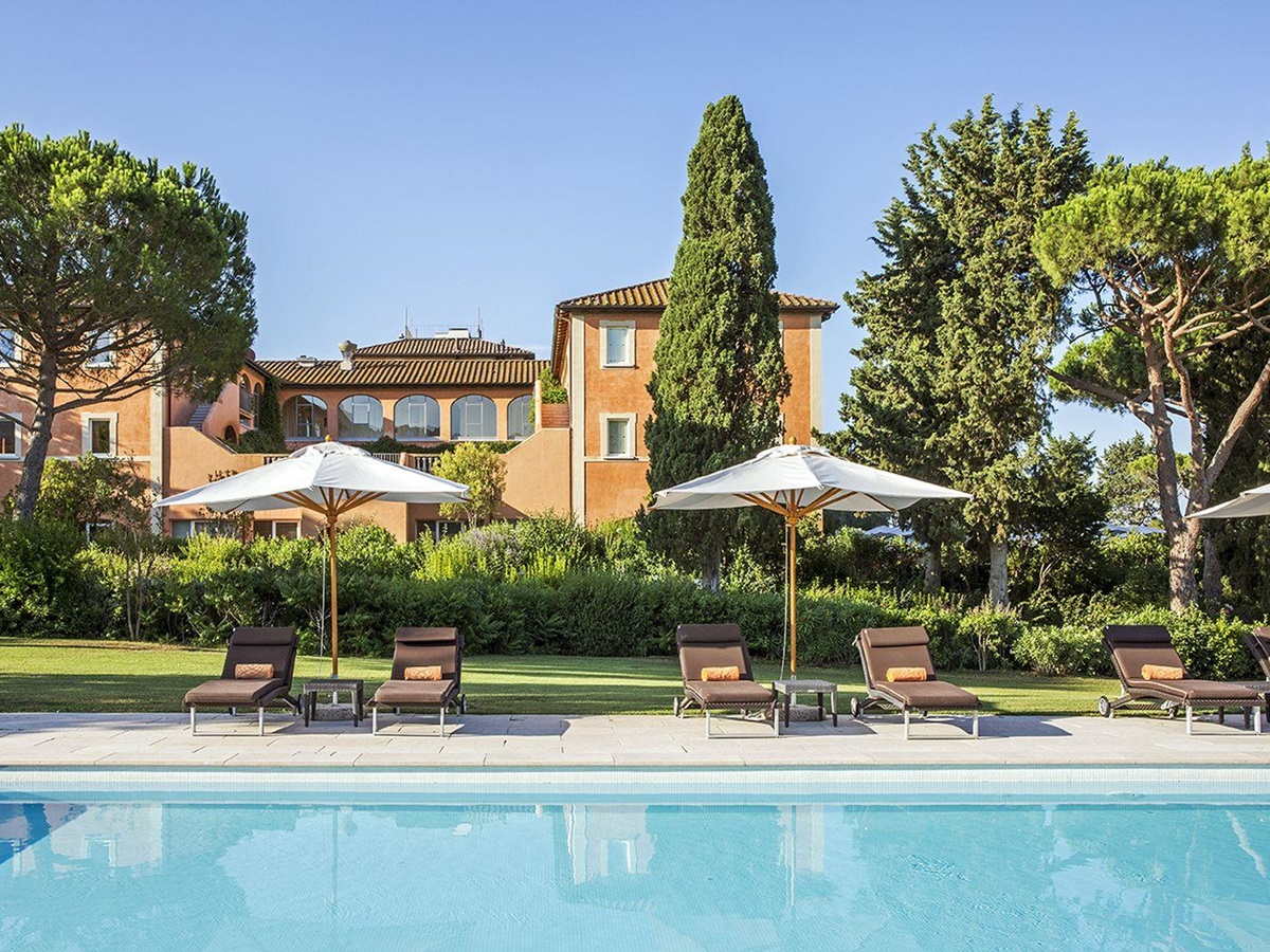 Outdoor pool at Hotel L'Andana in Tuscany