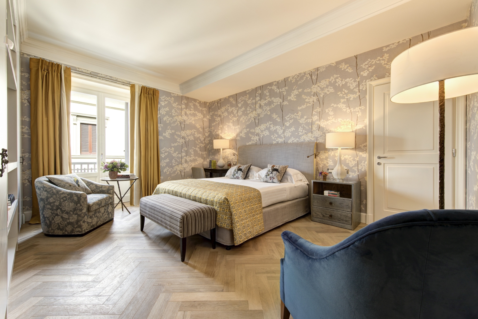 A spacious Executive Room at Hotel Savoy, a luxury hotel in Florence, Italy