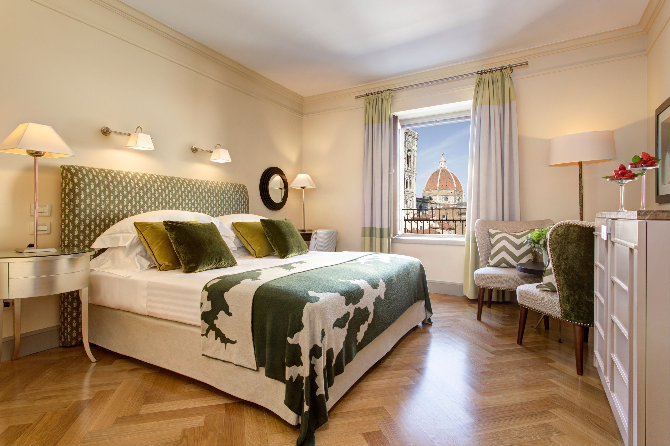 View on Duomo from a double bedroom in Hotel Savoy, Italy