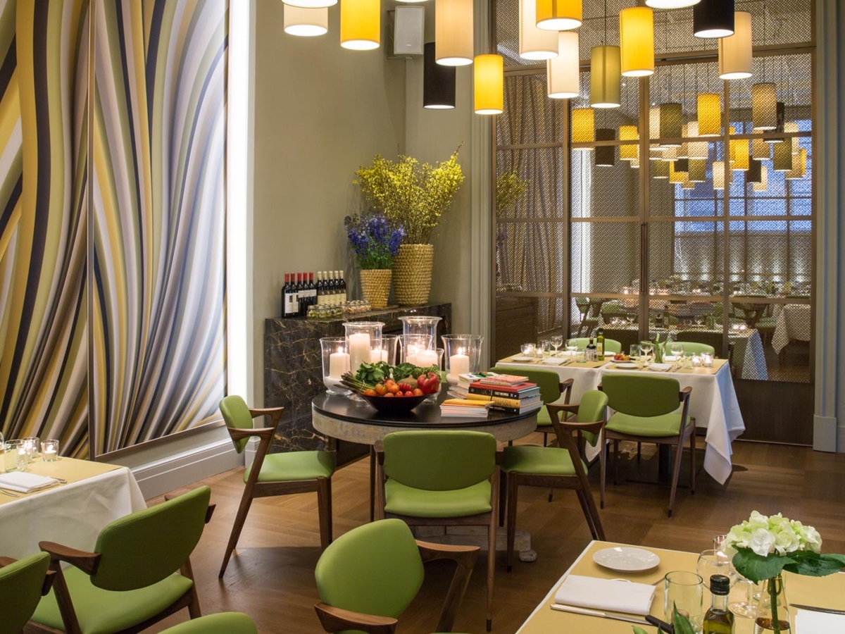 Tables at Irene restaurant at Hotel Savoy, a luxury hotel in Florence, Italy