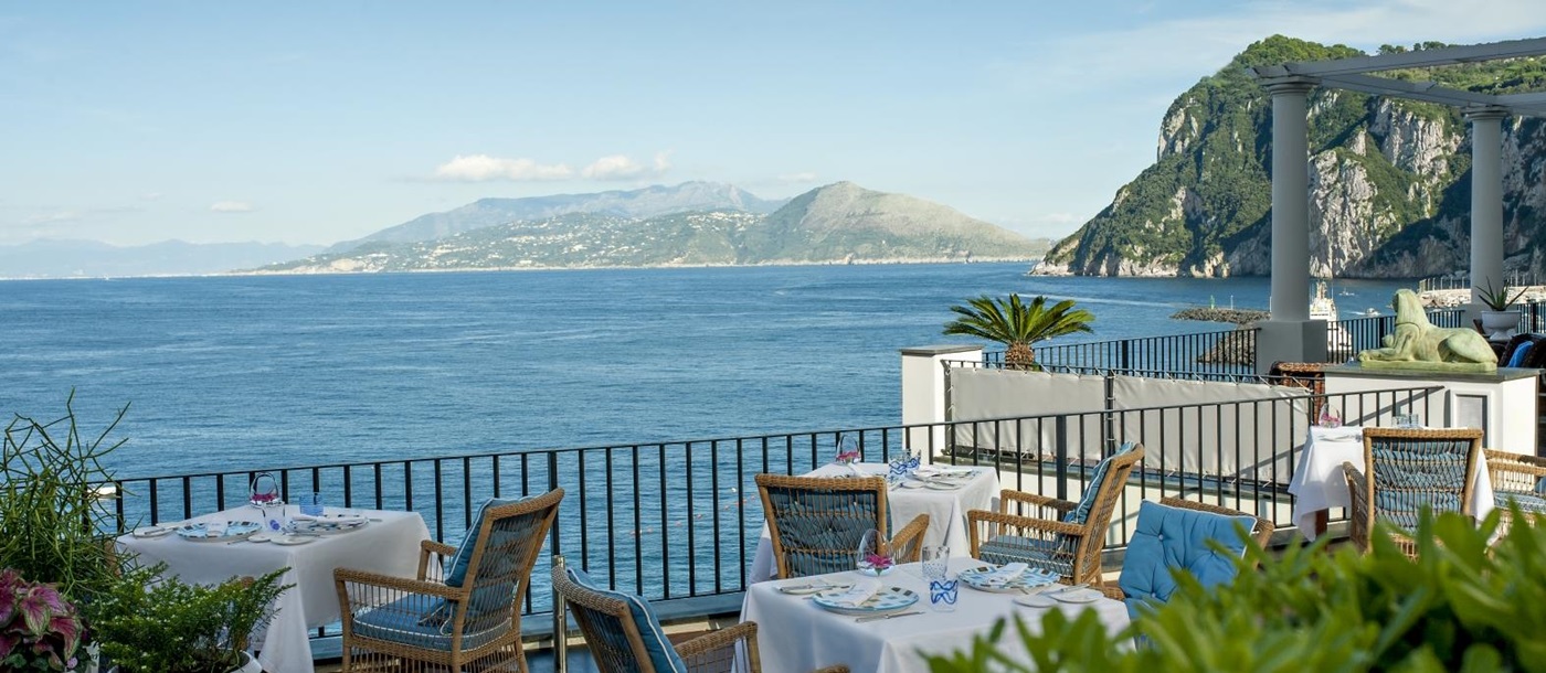 Terrace dining at JKitchen, restaurant at luxury hotel JK Place Capri