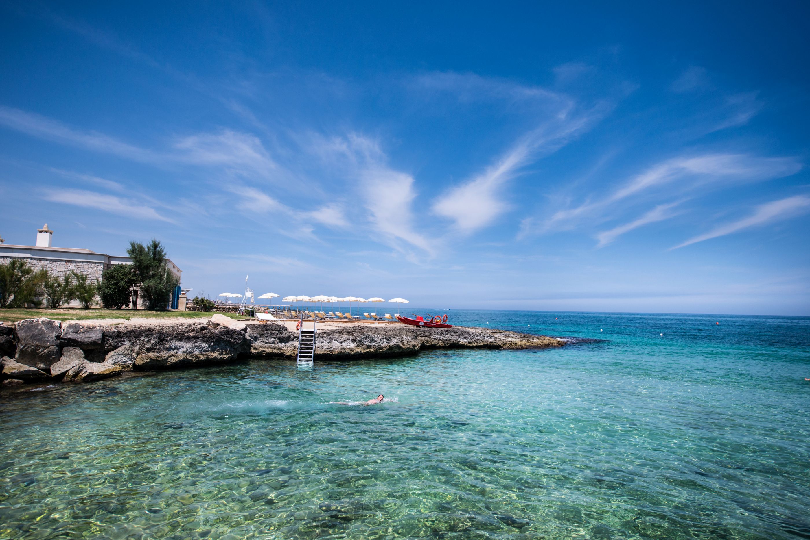 Coast and facade of Masseria San Domenico, Italy