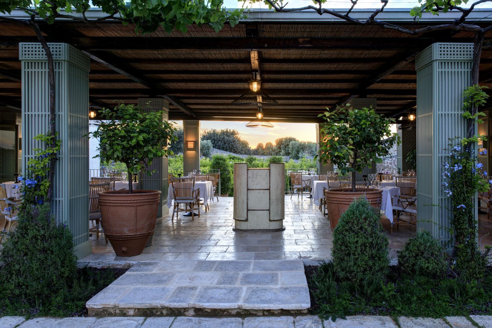 The Carosello restaurant at Masseria Torre Maizza in Puglia