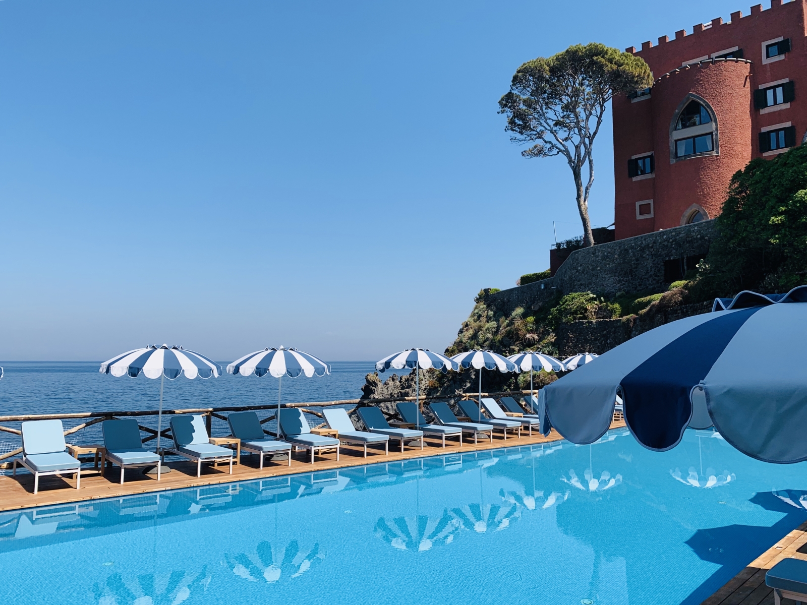 Swimming pool with view at Mezzatore in Italy
