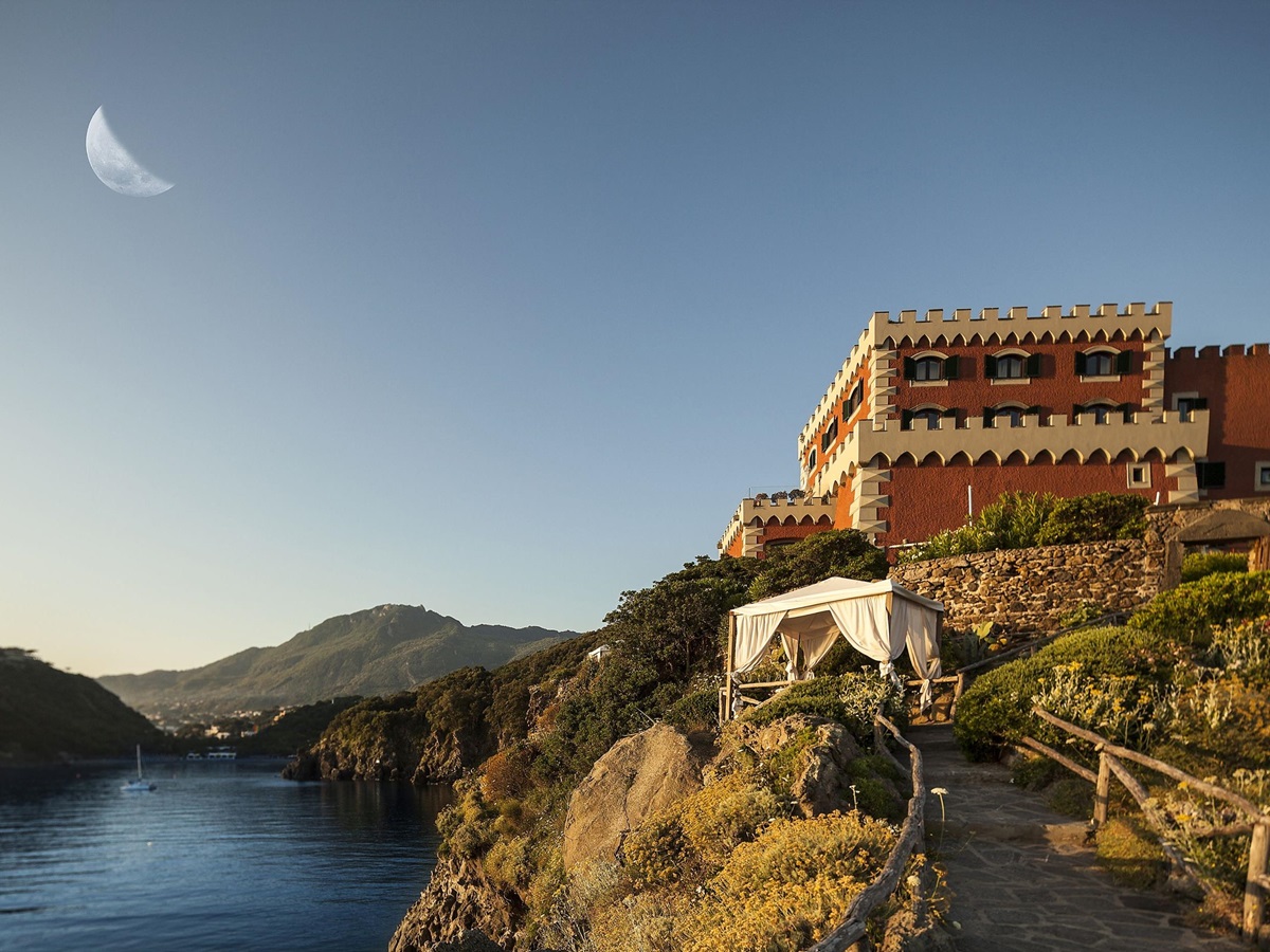 Exterior and half moon of Mezzatore Resort and Spa, Italy