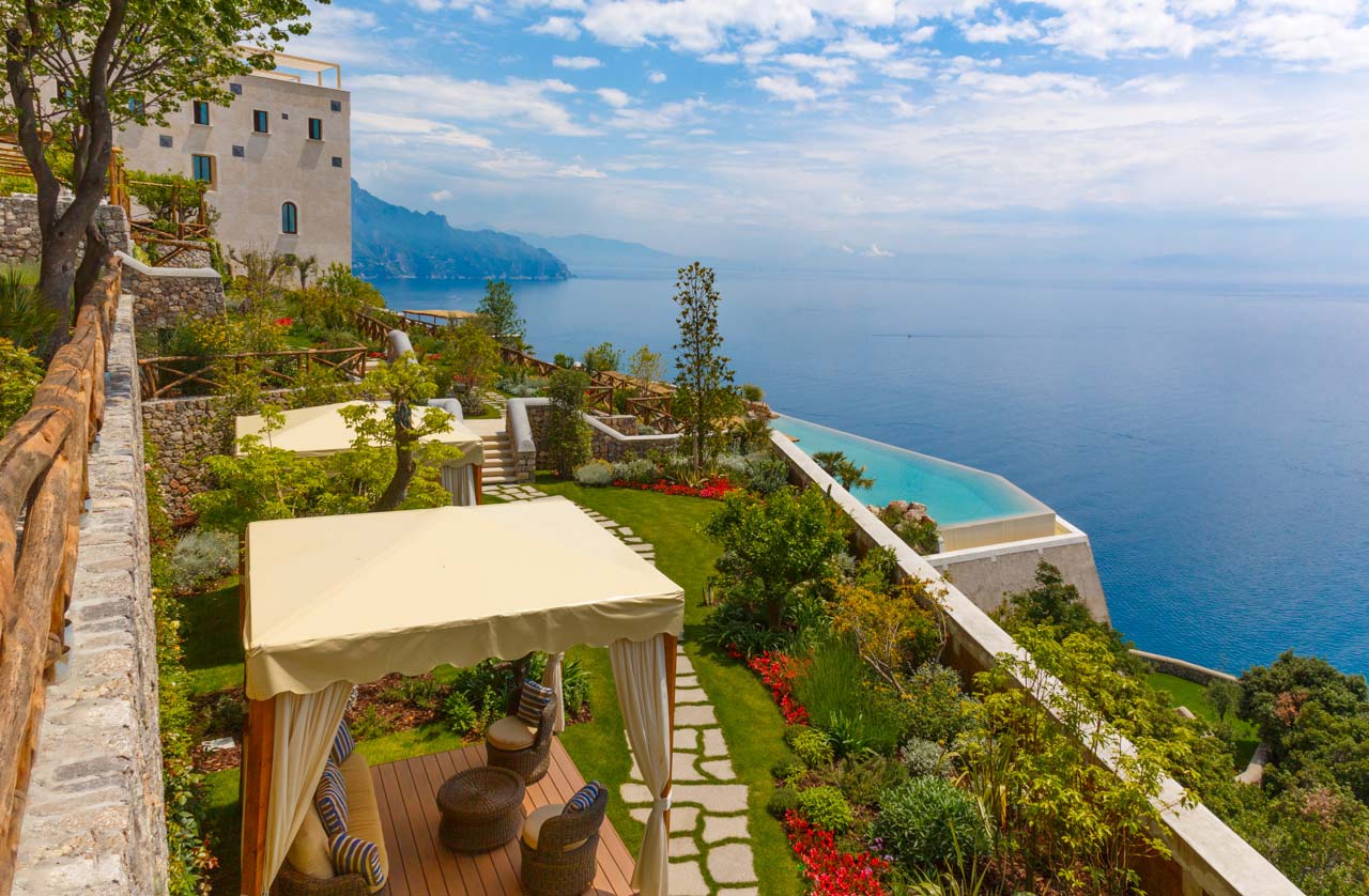 view over the sea at Monastero Santa Rosa, Italy