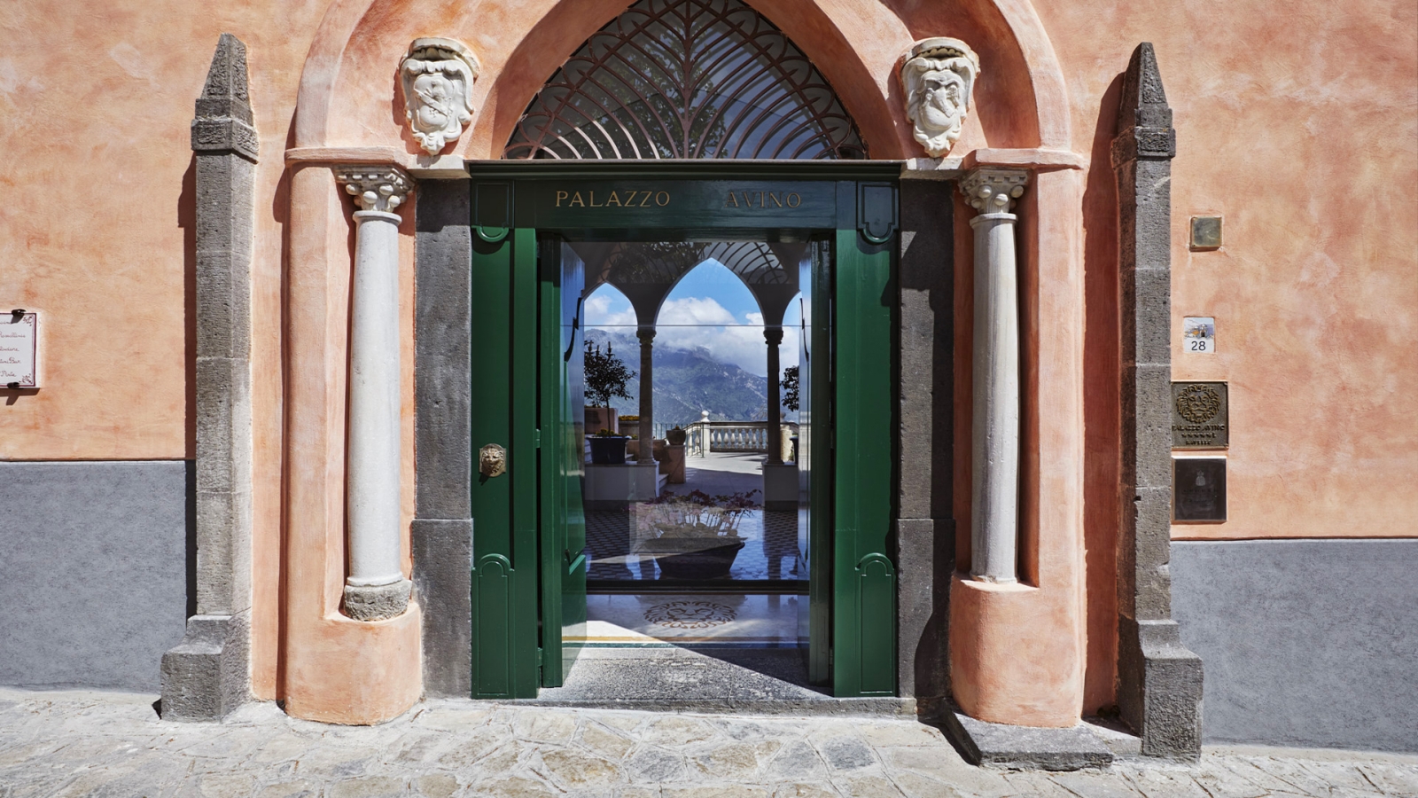 The entrance of Palazzo Avino, luxury hotel in Italy