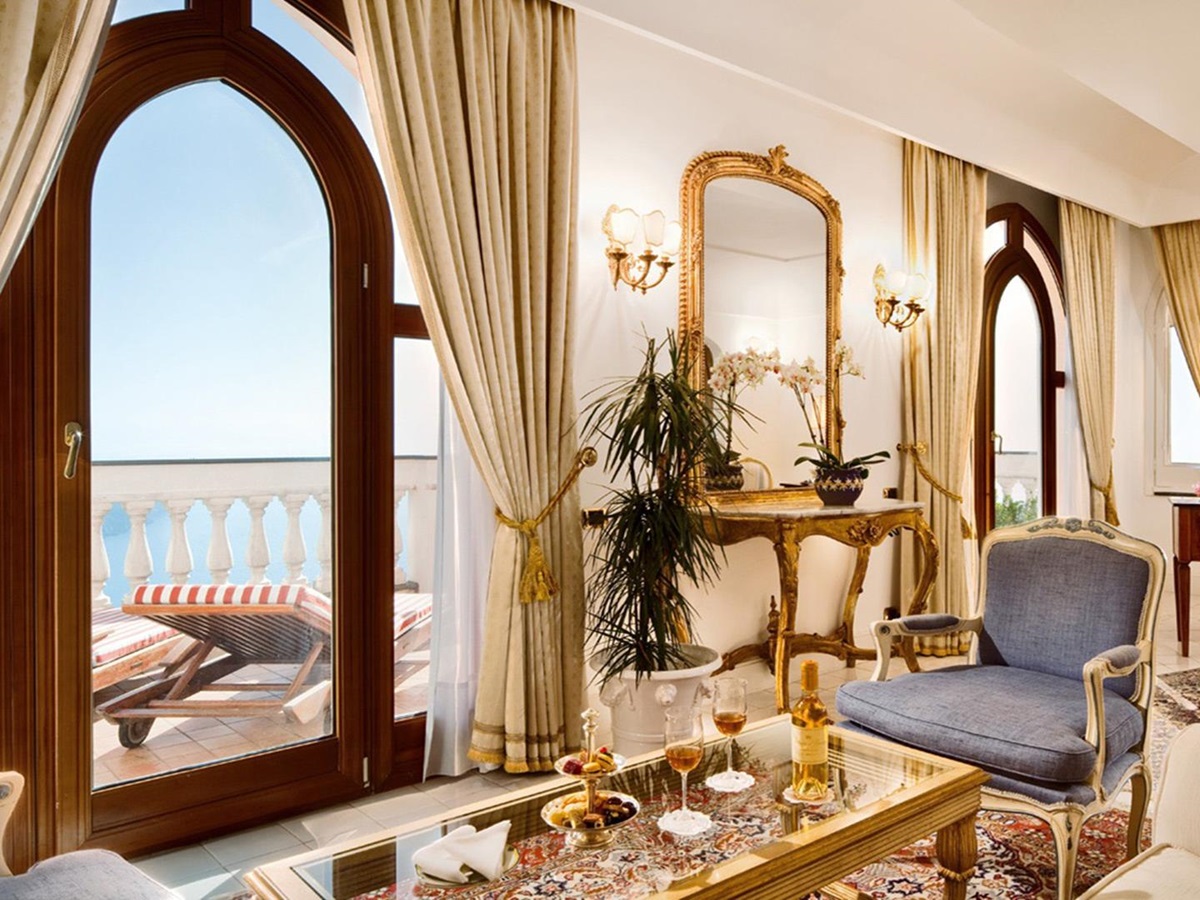 Double bedroom with sea view from Palazzo Avino, Italy