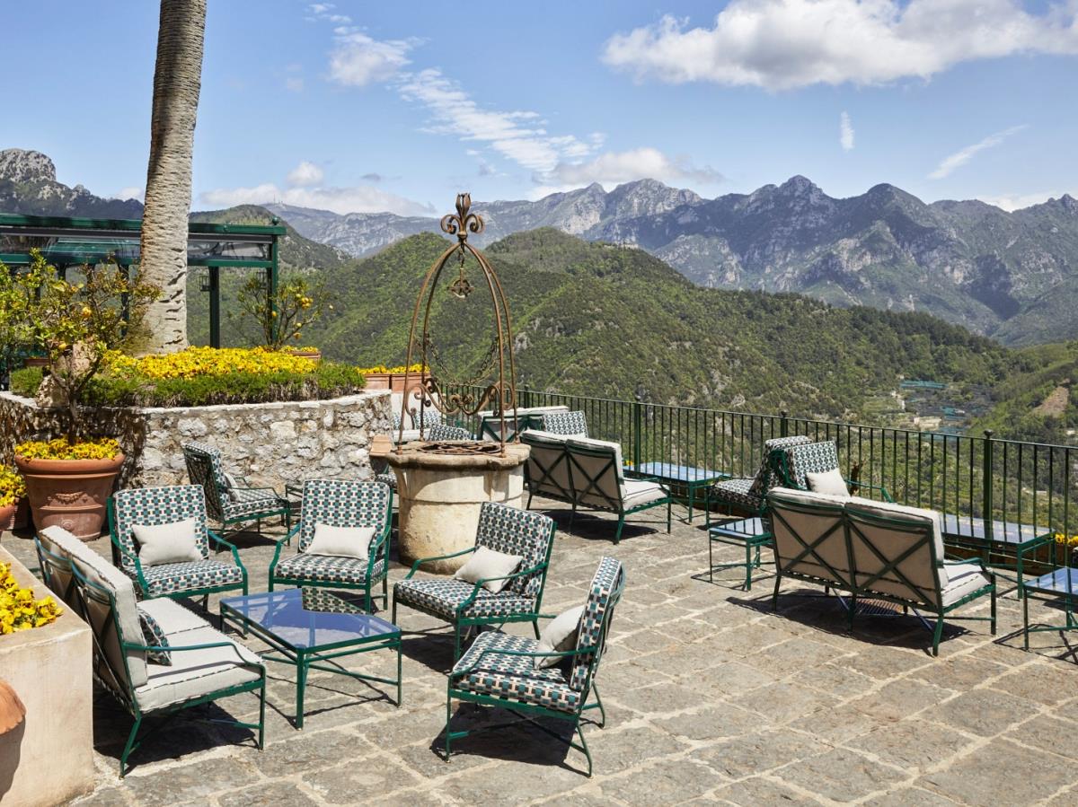 Terazza Belvedere at Palazzo Avino with incredible views over the surrounding mountains