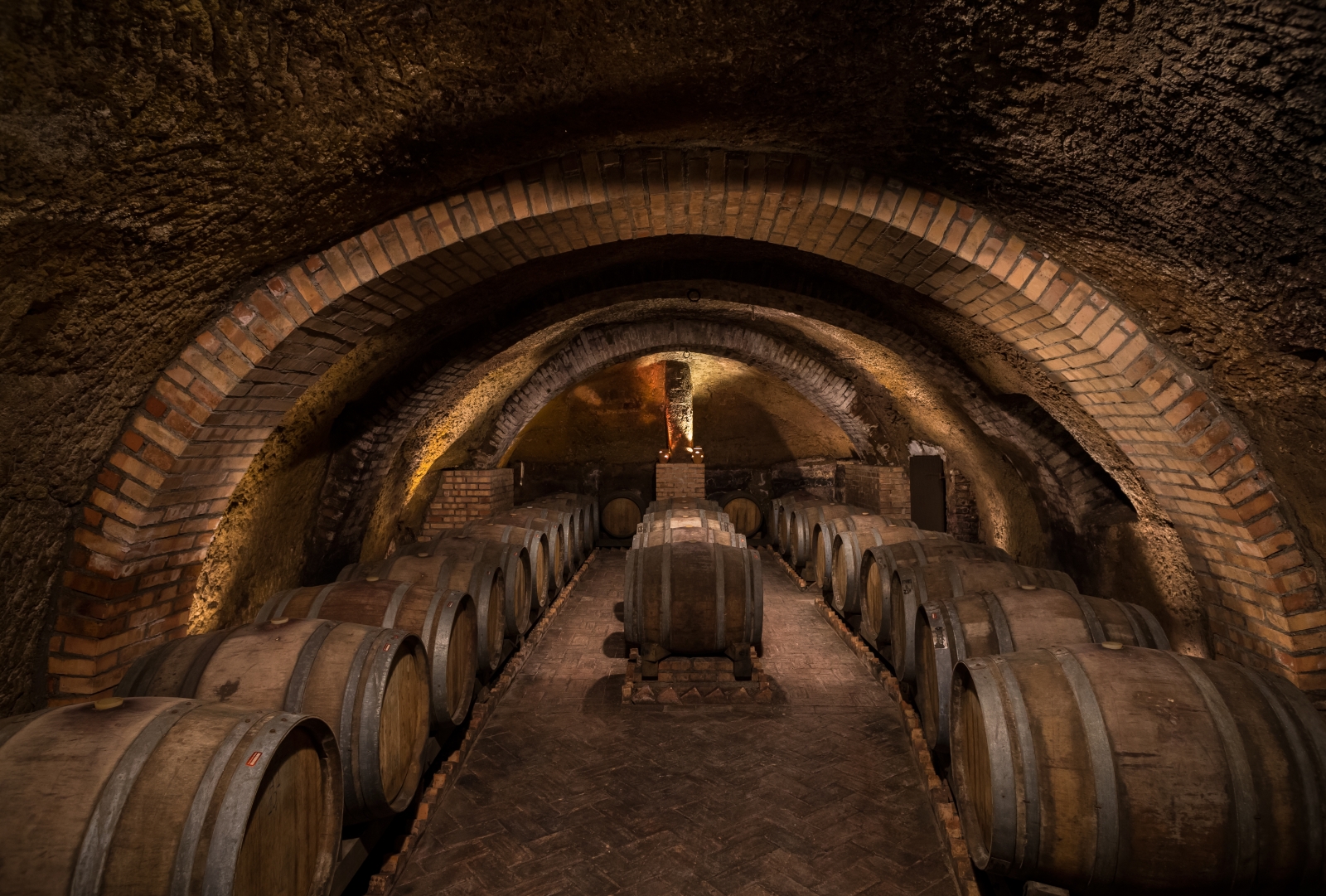 The vaulted wine cellar at Palazzo Margherita