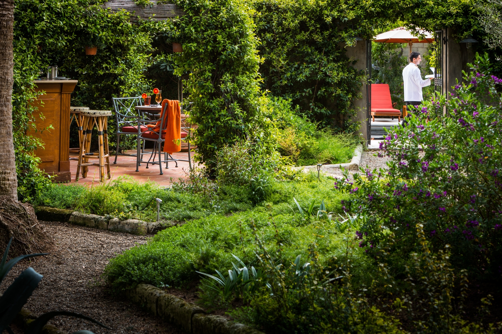 Seating area in the garden at Palazzo Margherita
