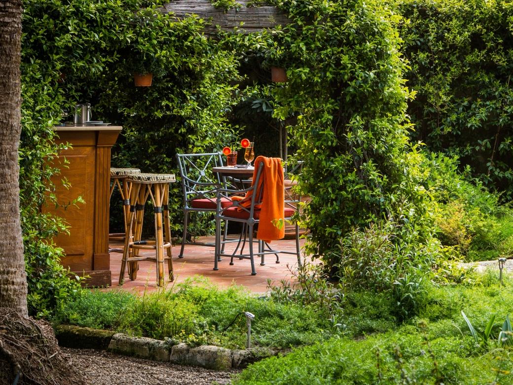 Seating area in the garden at Palazzo Margherita
