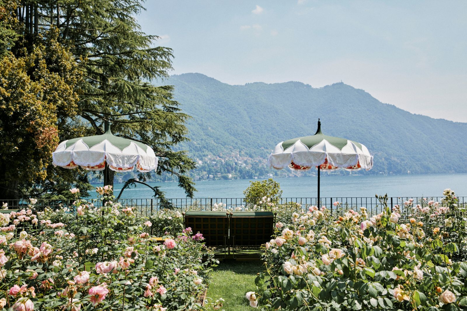 Loungers and view of Lake Como from Passalacqua