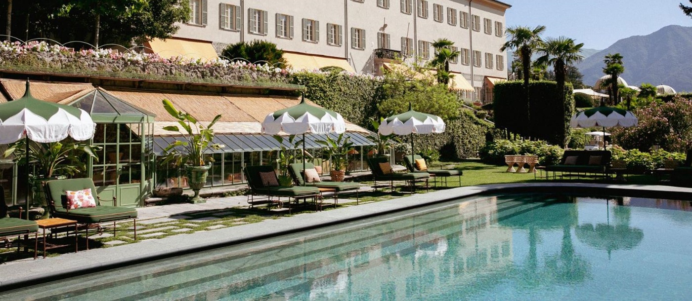 Pool and exterior of Passalacqua on Italy's Lake Como