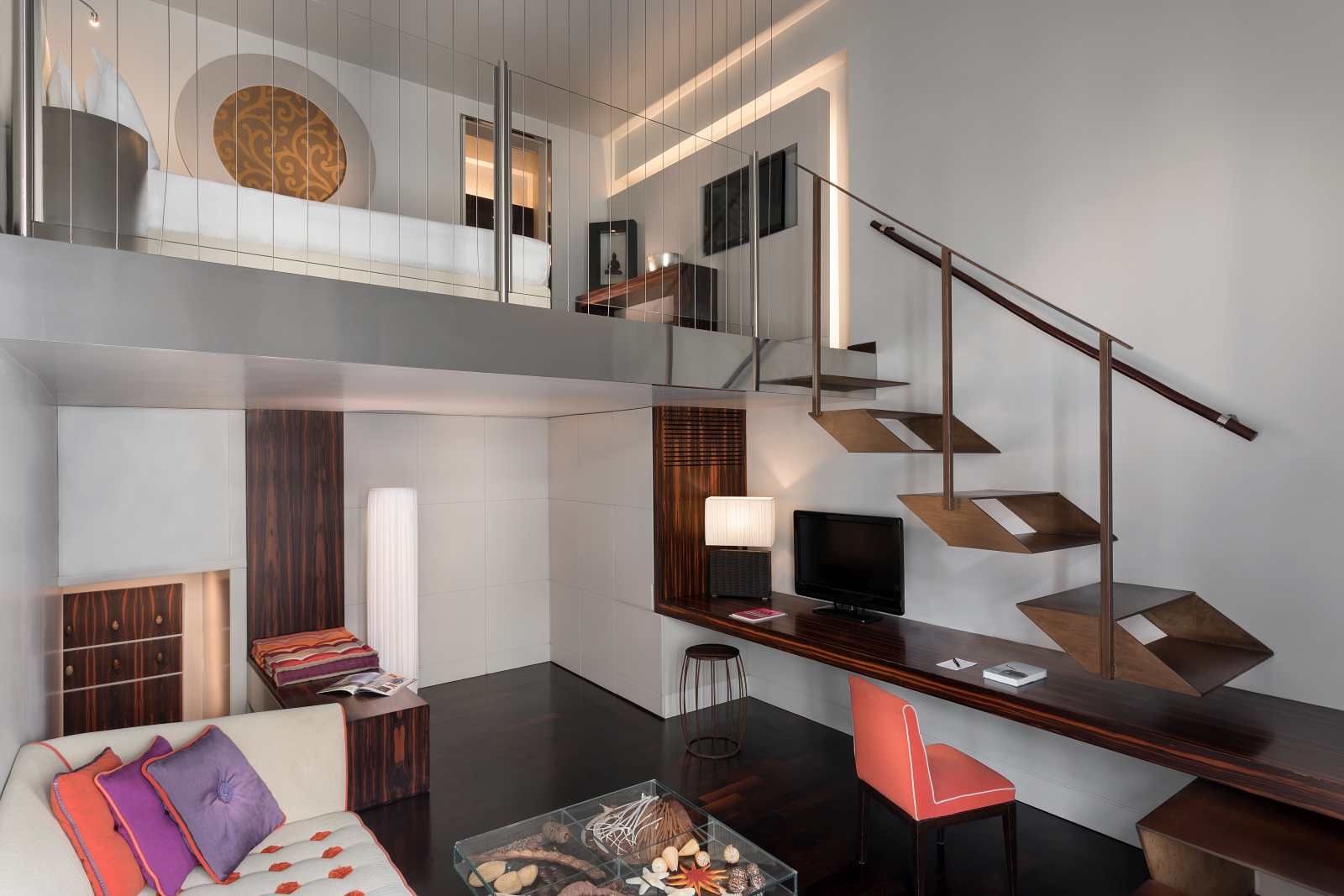 Living room with mezzanine bedroom