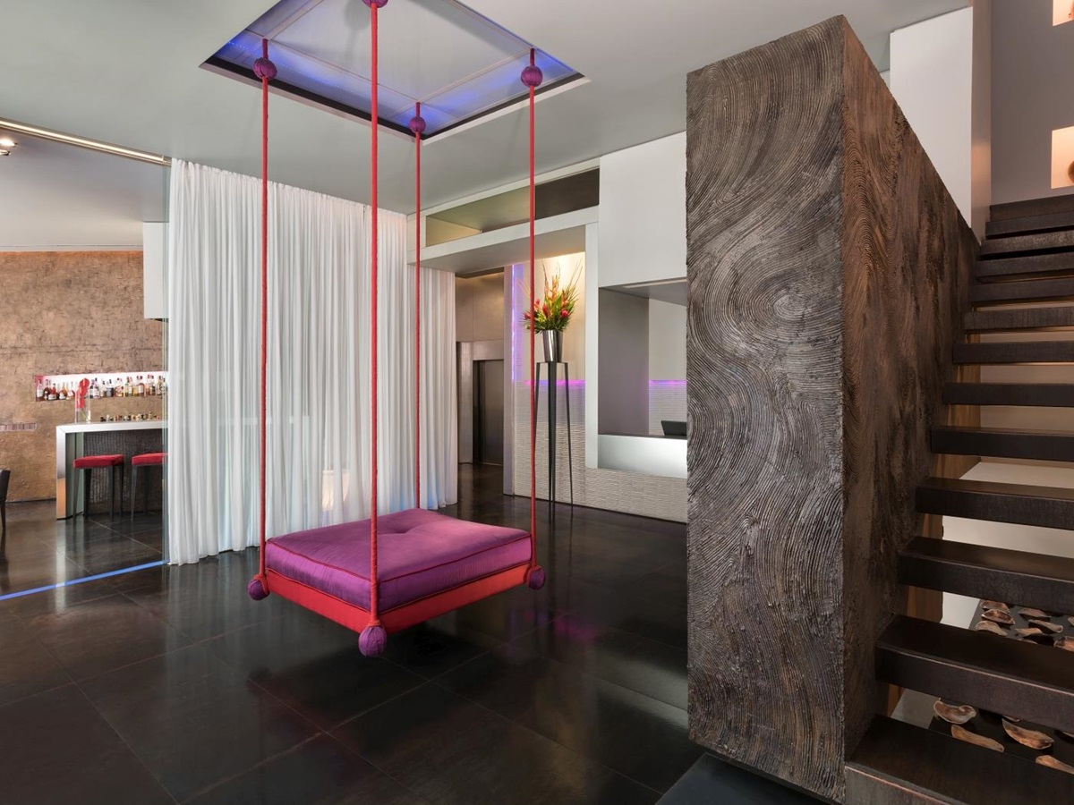 Lobby with suspended seat