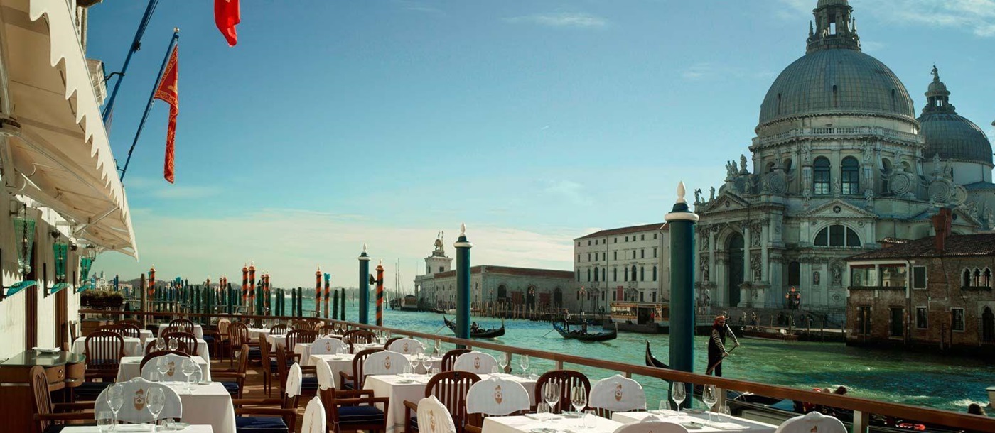 Club del Rouge restaurant terrace at The Gritti Palace in Venice