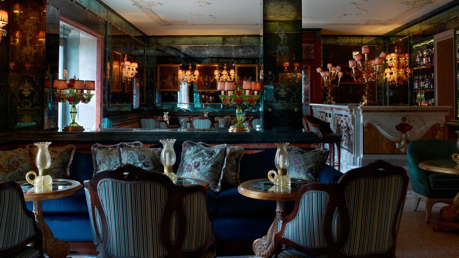 Longhi Bar lounge area at The Gritti Palace in Venice