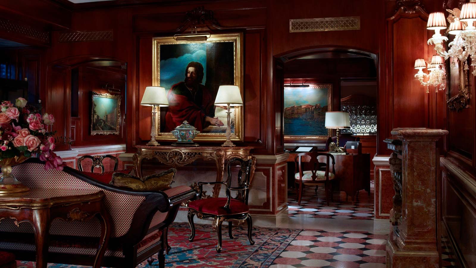 Reception lobby at The Gritti Palace in Venice