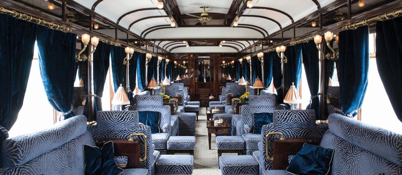 Interior of a carriage on board the Venice Simplon Orient Express train