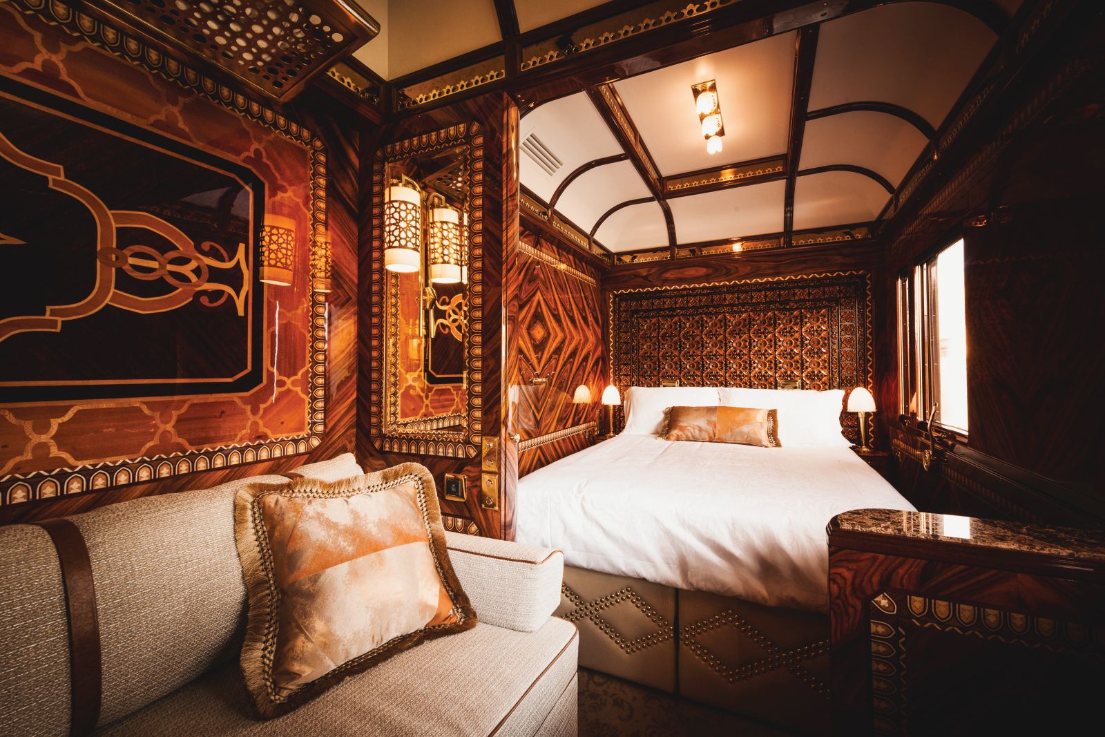 Inside a Grand Suite on board the Venice Simplon Orient Express train