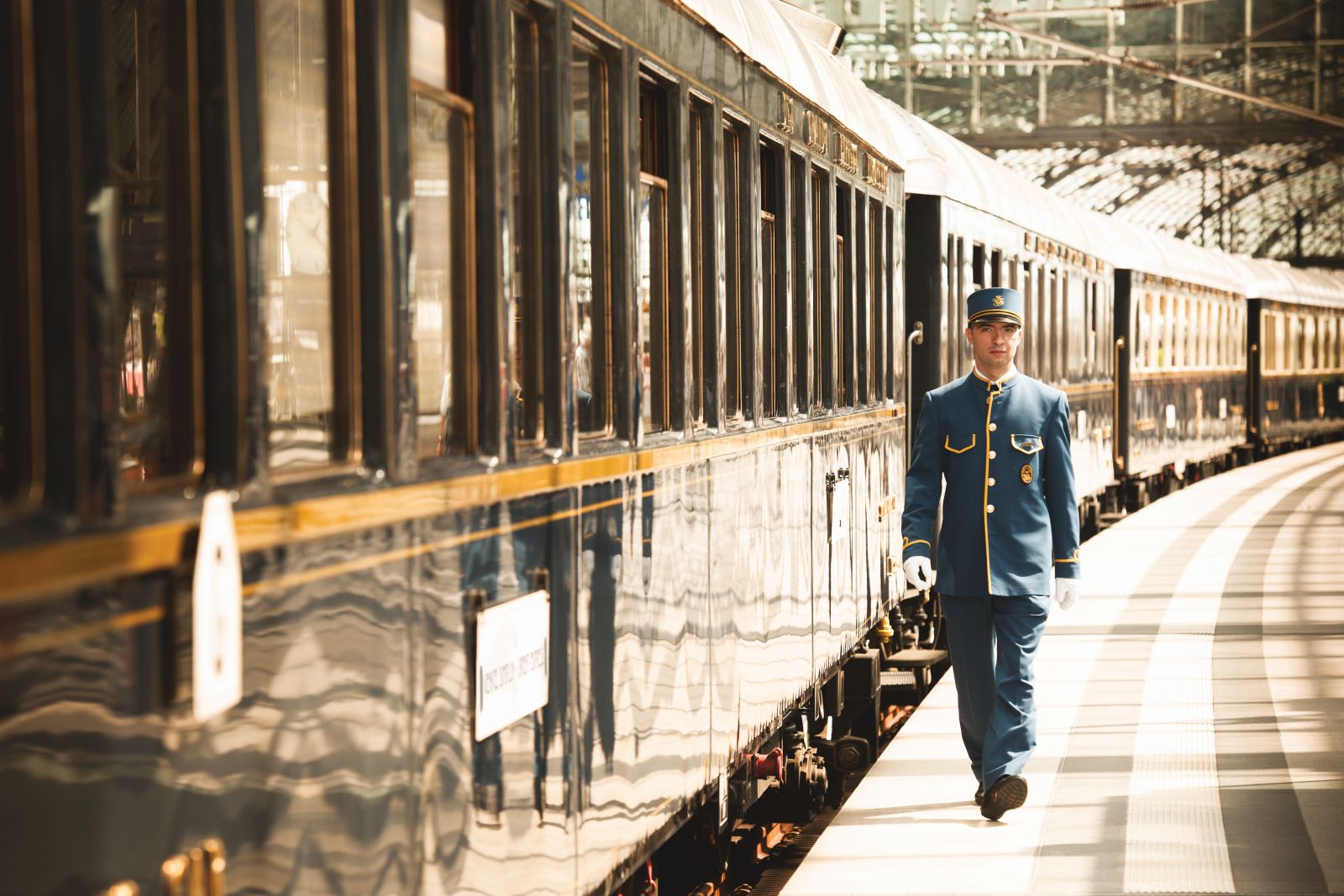 The Venice Simplon Orient Express train waiting to depart