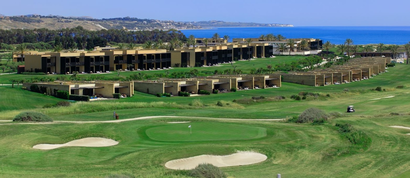 Distant view of the golf course at Verdura Resort in Italy