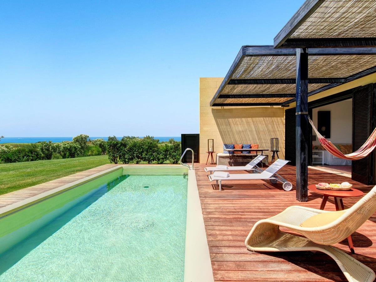 Outdoor pool and terrace of Villa Iris at Rocco Forte Verdura Resort in Sicily