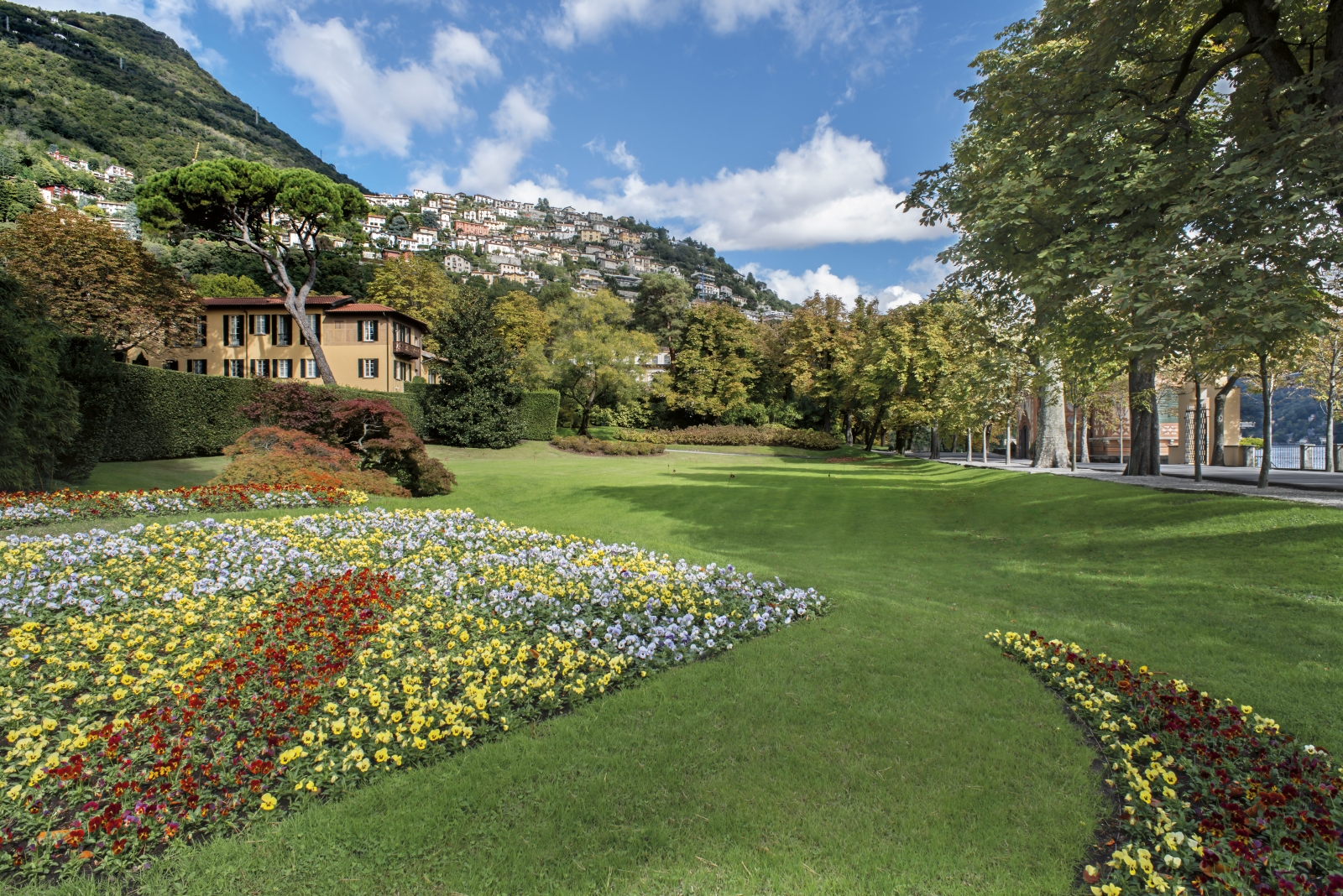 Manicured gardens at Villa D'Este on Lake Como Italy