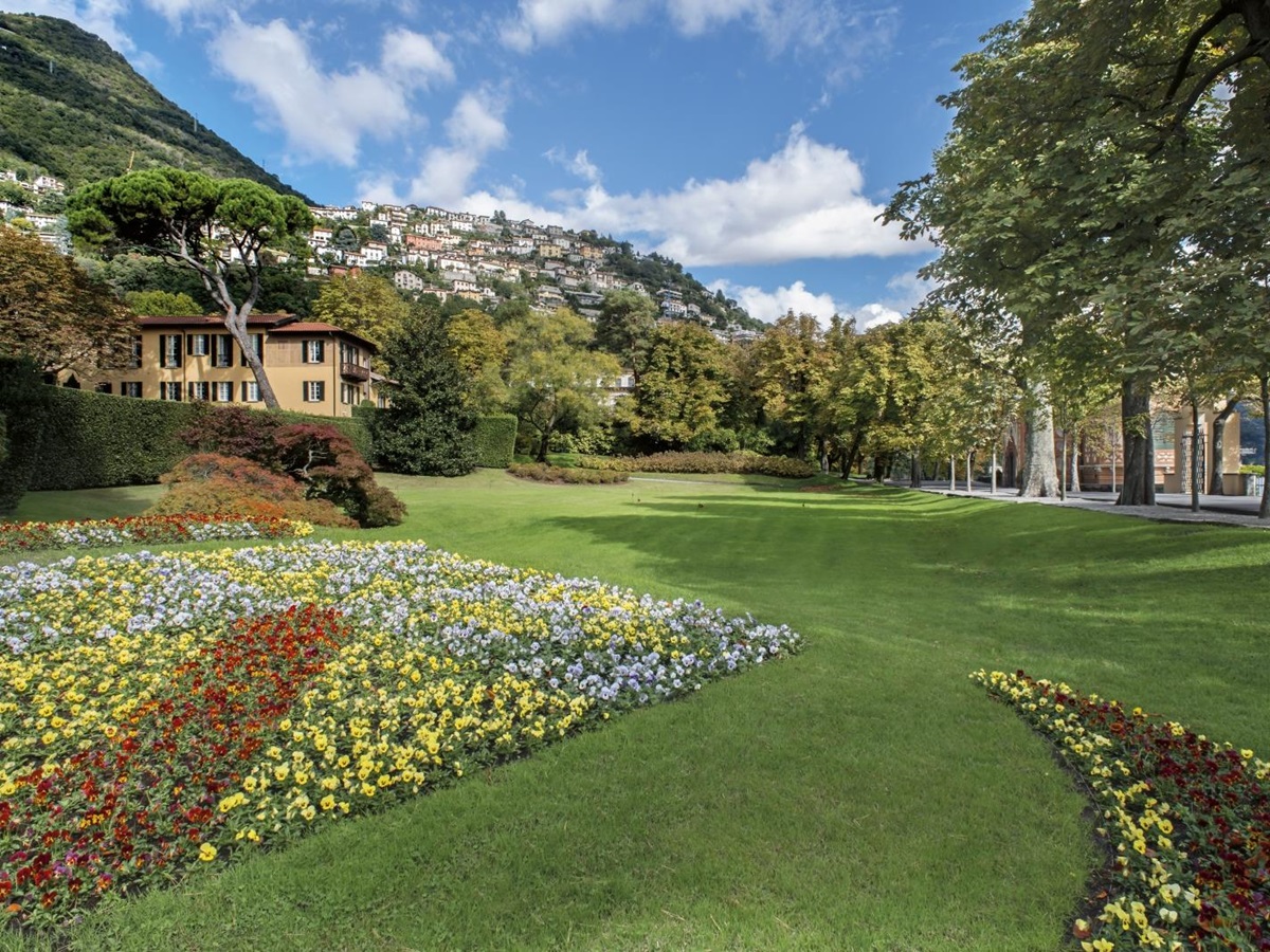 Manicured gardens at Villa D'Este on Lake Como Italy
