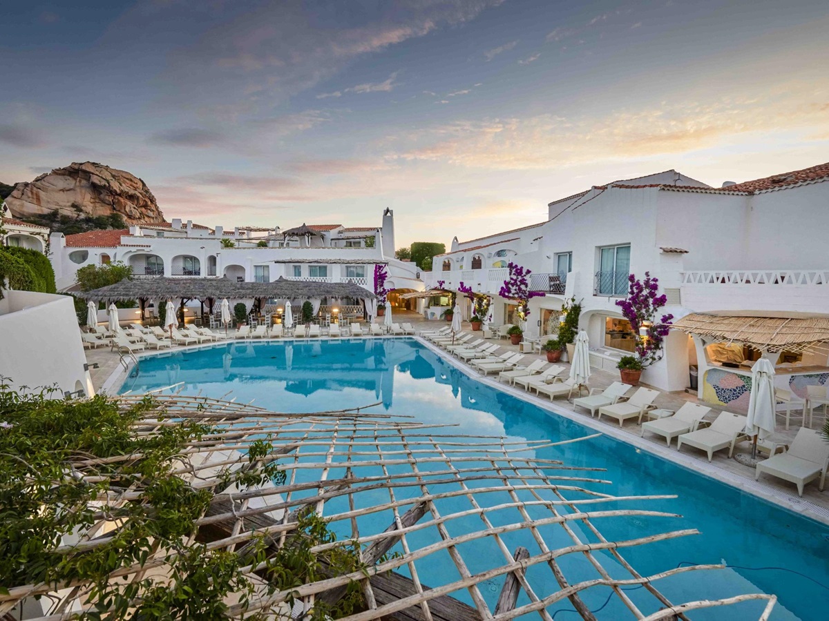 swimming pool at grand hotel poltu quatu in italy