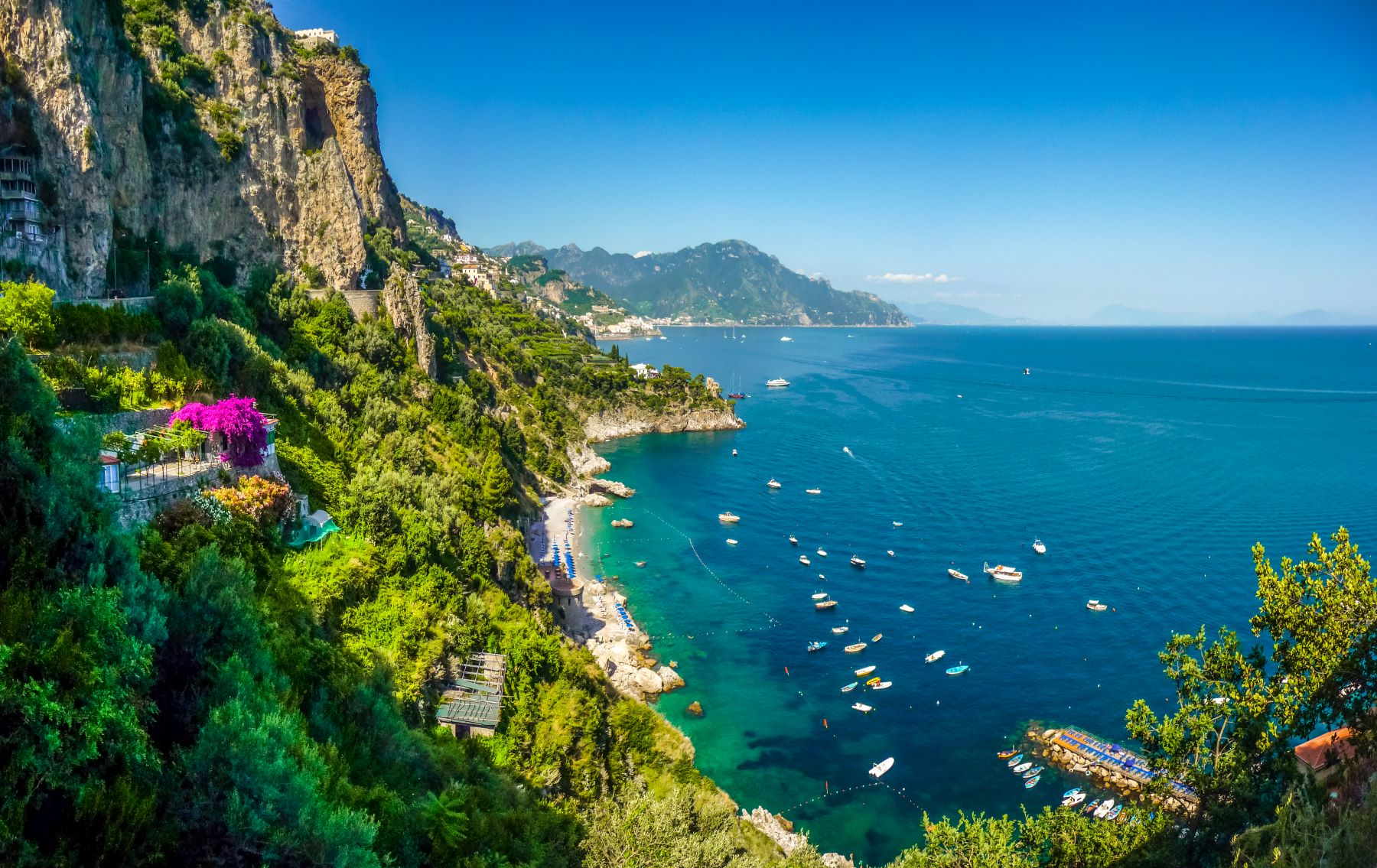 Green cliffs overlooking the Mediterranean from Amalfi