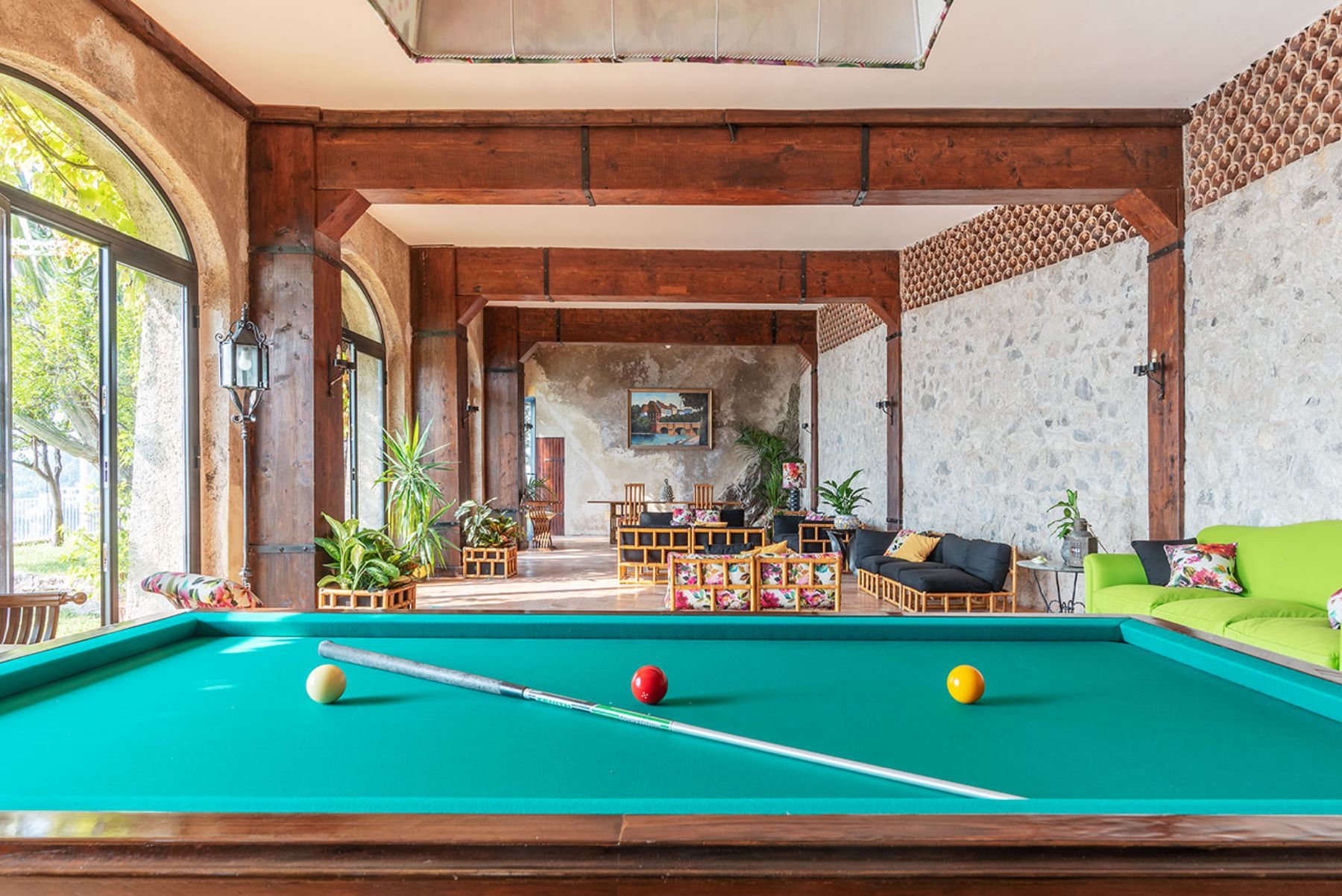 Pool table in the garden dependance at Castello Sul Mare in Amalfi