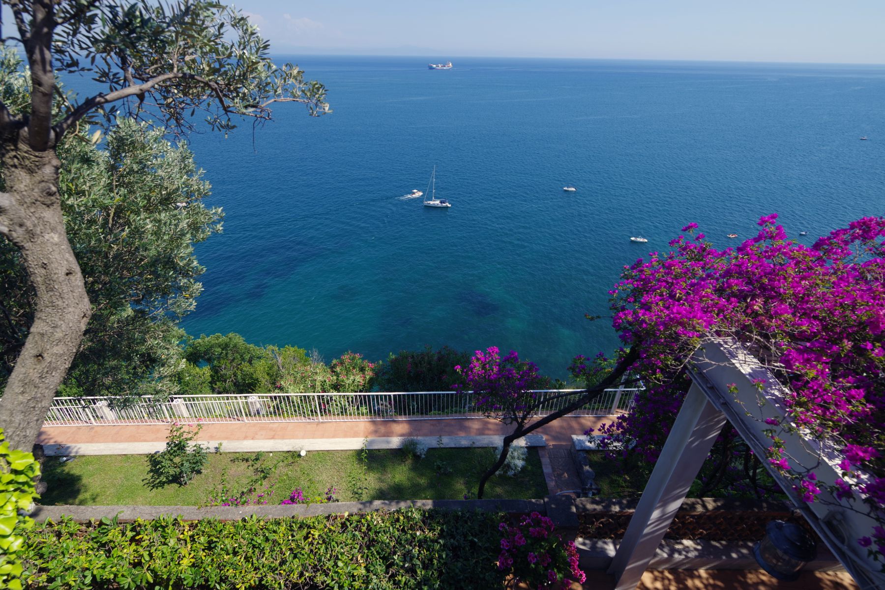 View of the sea in Amalfi from the terrace at Castello Sul Mare