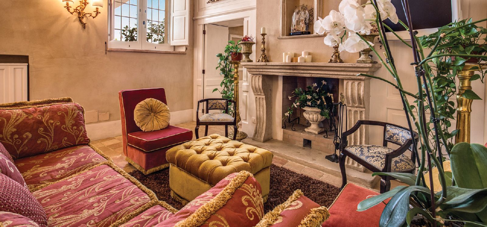 Living room of villa Il Maniero Amalfi Coast Italy