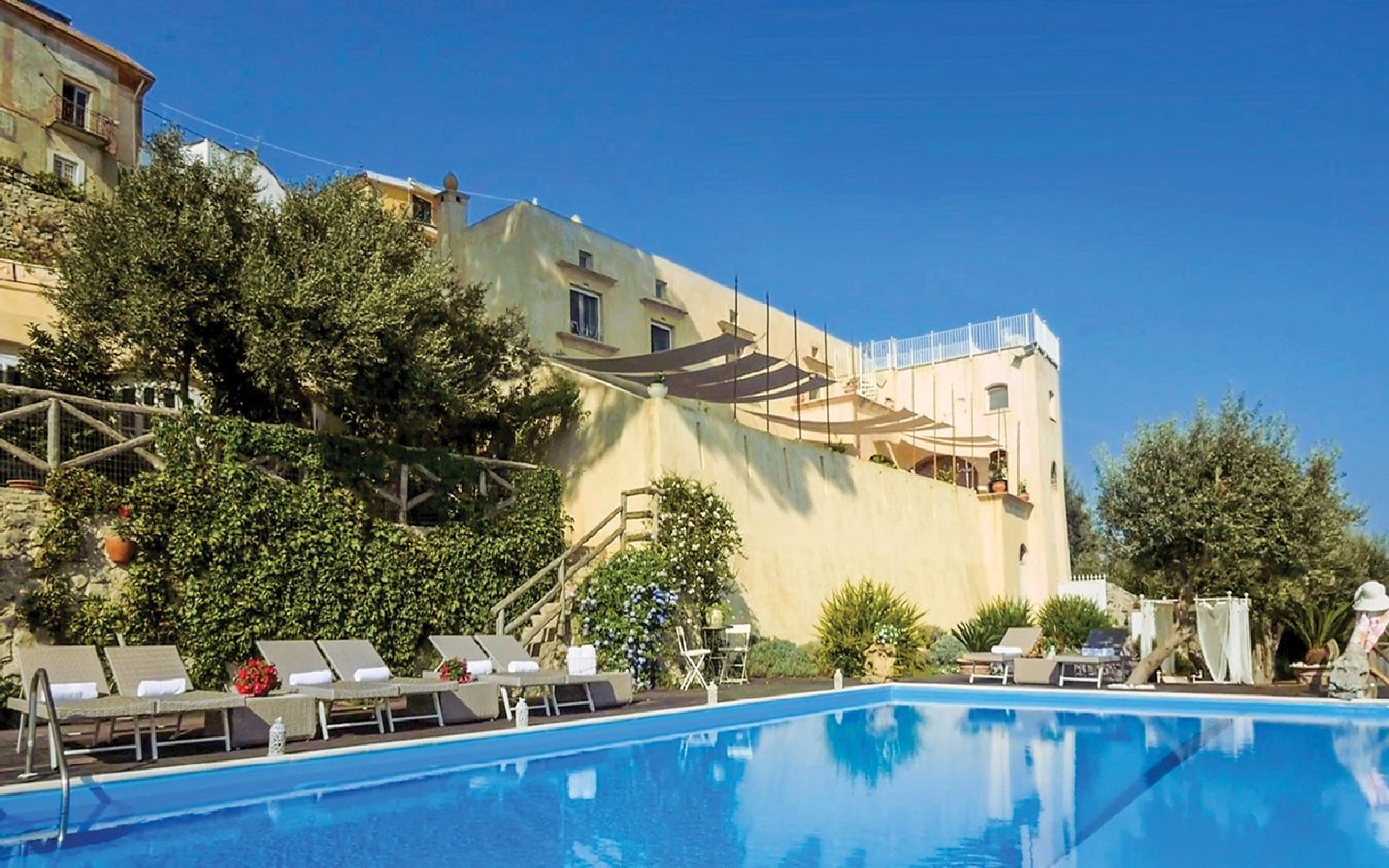 Pool and terrace at villa Il Maniero Amalfi Coast Italy