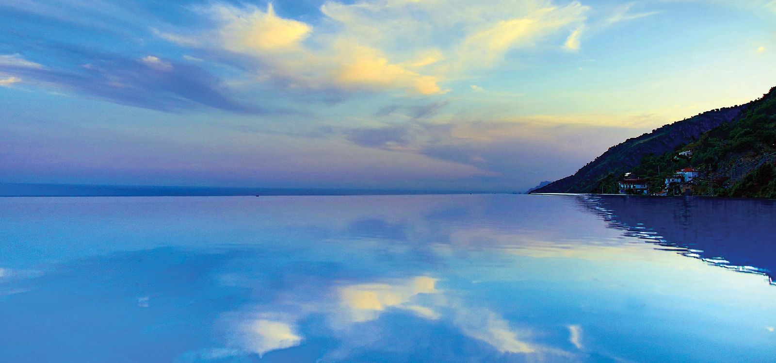 Sea view from infinity pool at villa Il Maniero Amalfi Coast Italy