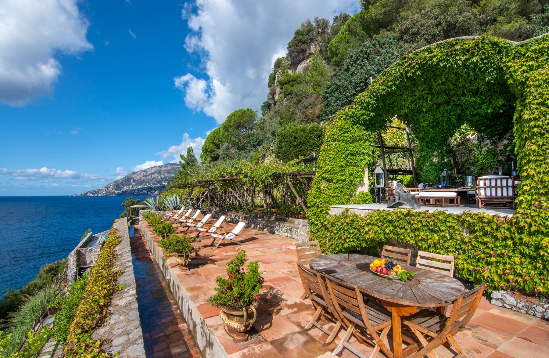 Sunbeds at Il Marinaio in Amalfi Coast, Italy