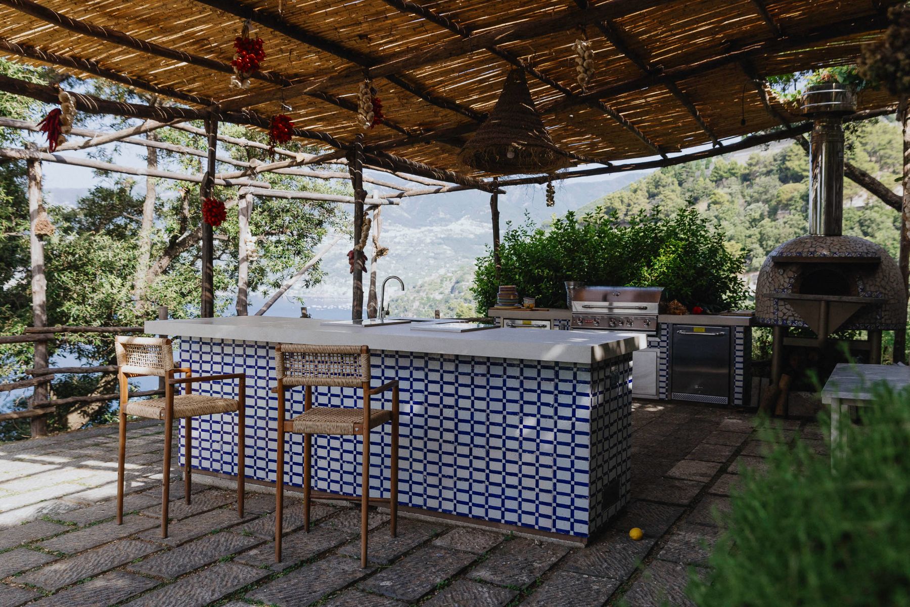 Outdoor kitchen at Villa Maiori in the Amalfi Coast, Italy