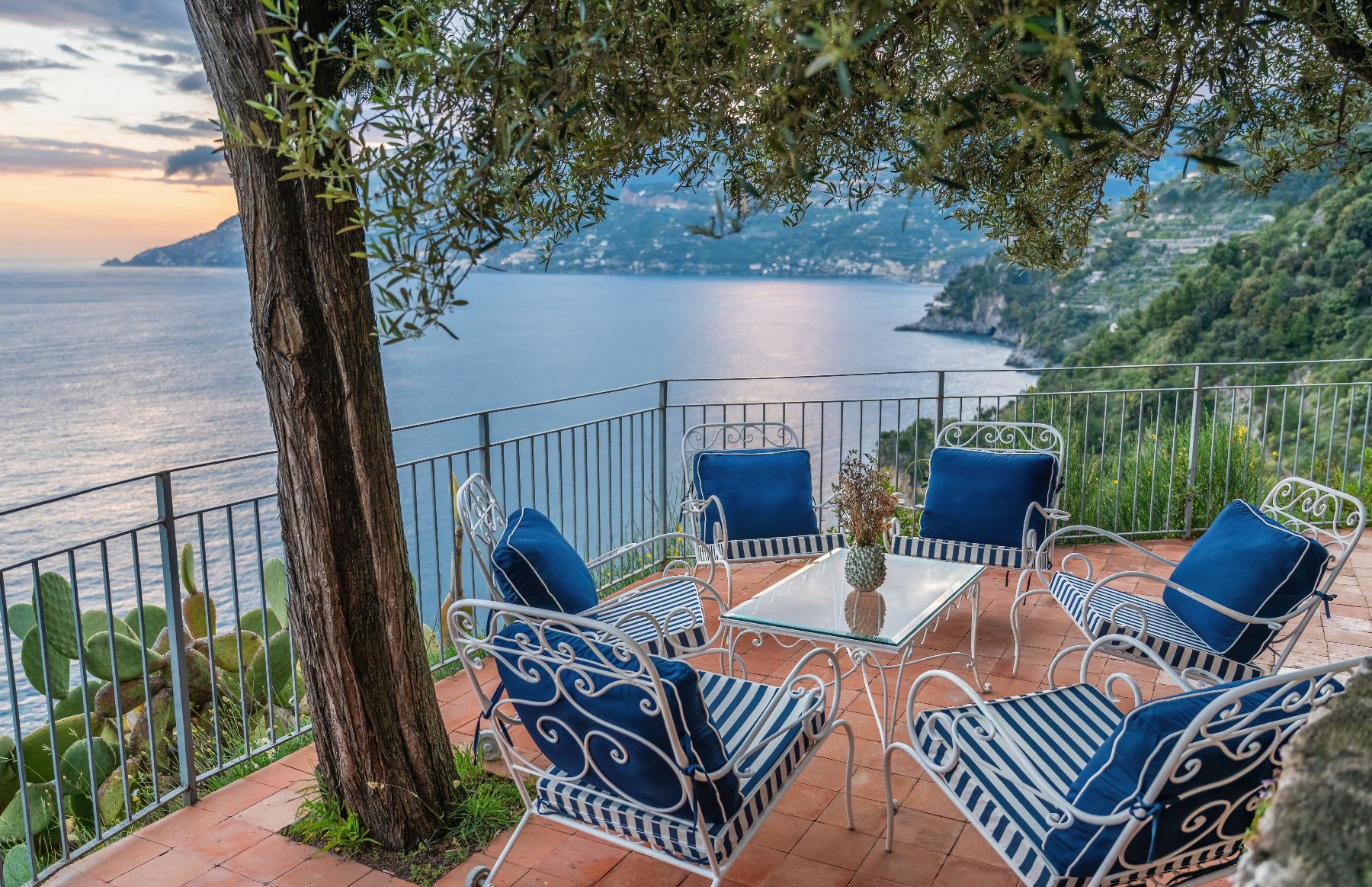 Outdoor seating at Villa Maiori in the Amalfi Coast, Italy