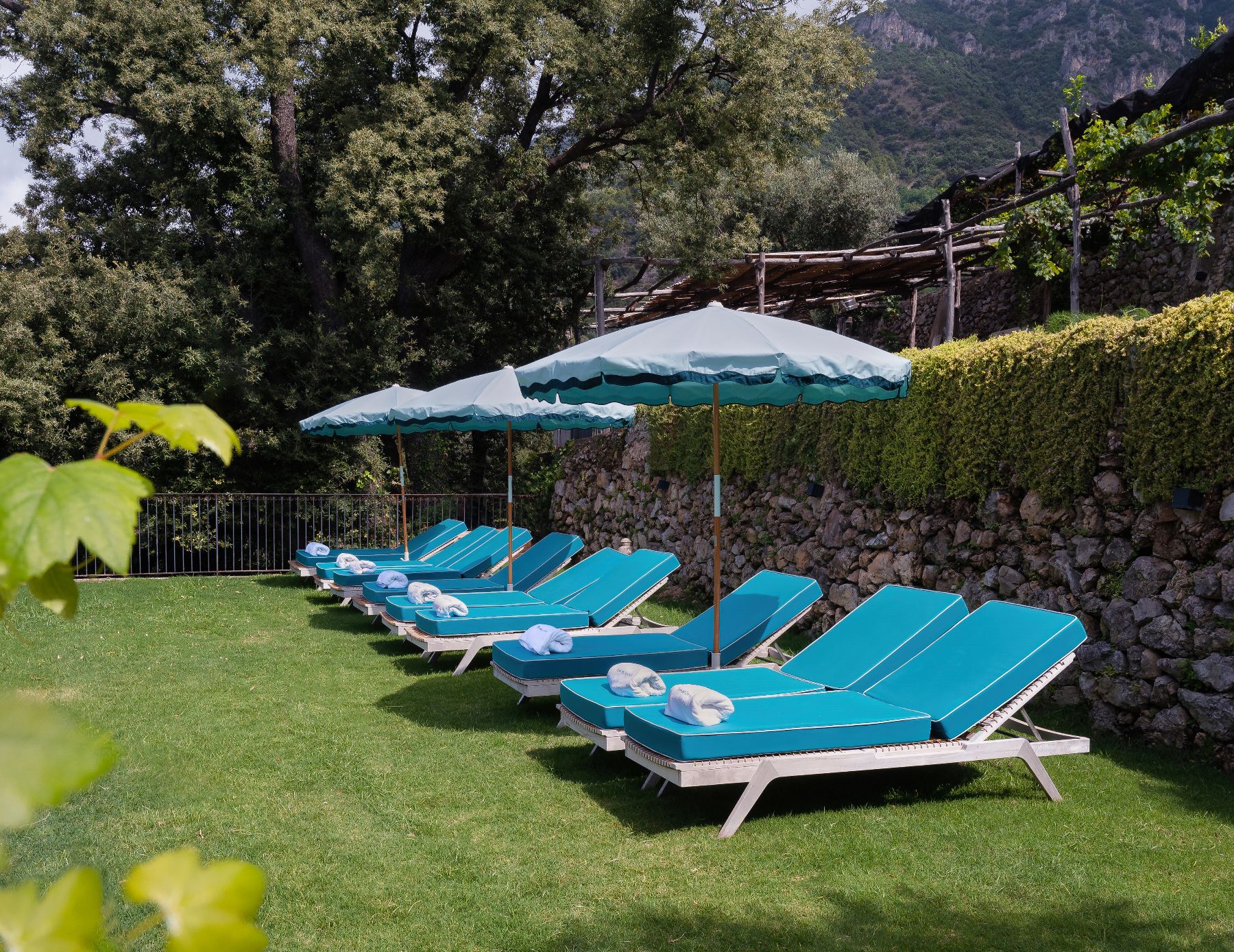 Sunbeds at Villa Maiori in the Amalfi Coast, Italy