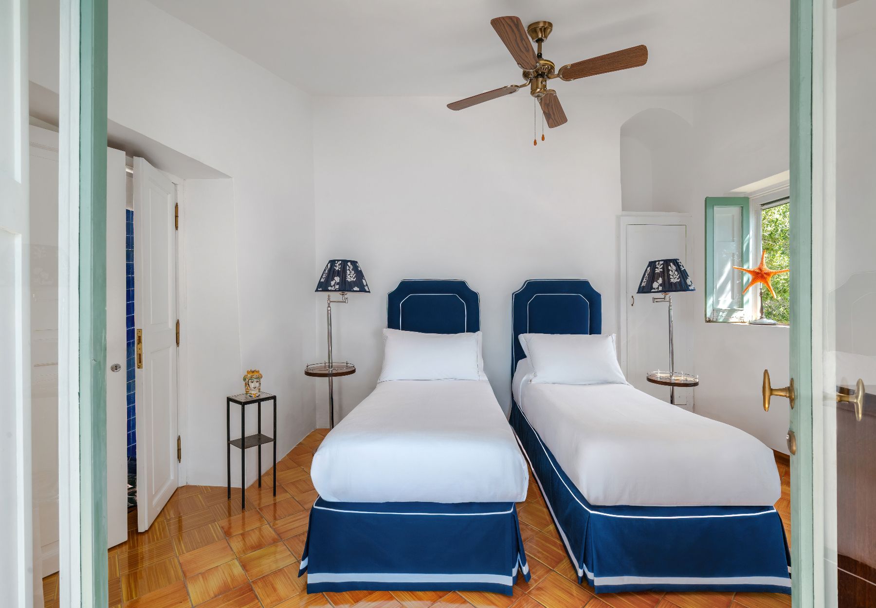 Twin bedroom at Villa Maiori in the Amalfi Coast, Italy