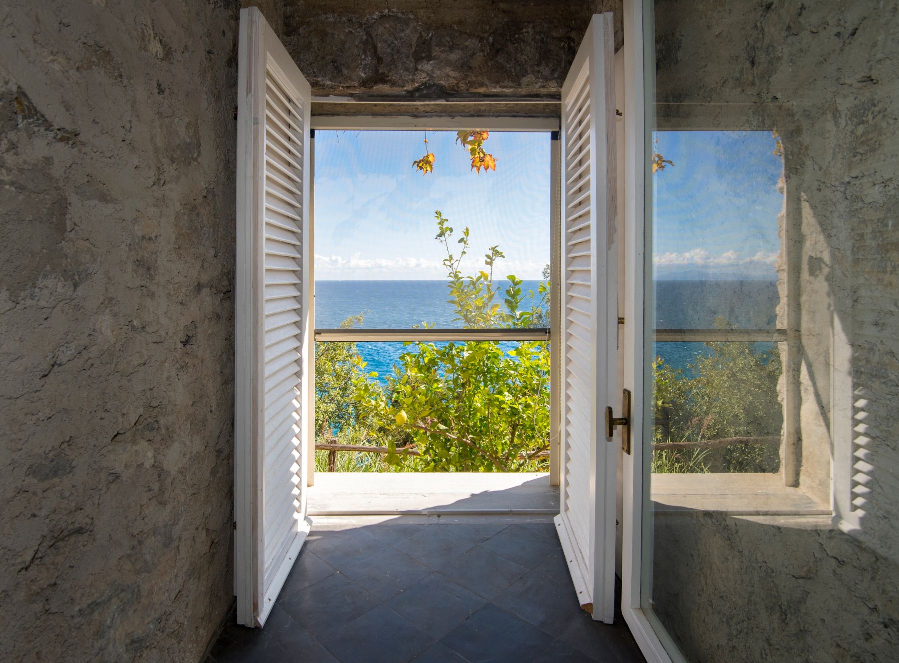view from terrace of the Amalfi sea at Villa Marinaio