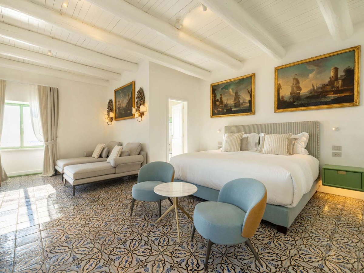 Bedroom at Isca Private Island in Amalfi, Italy