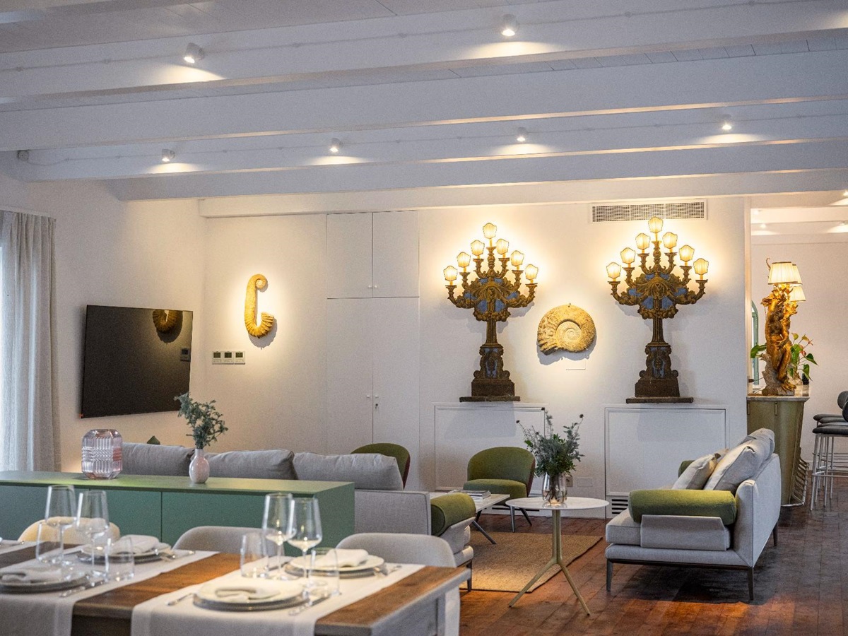 Living room at Isca Private Island in Amalfi, Italy