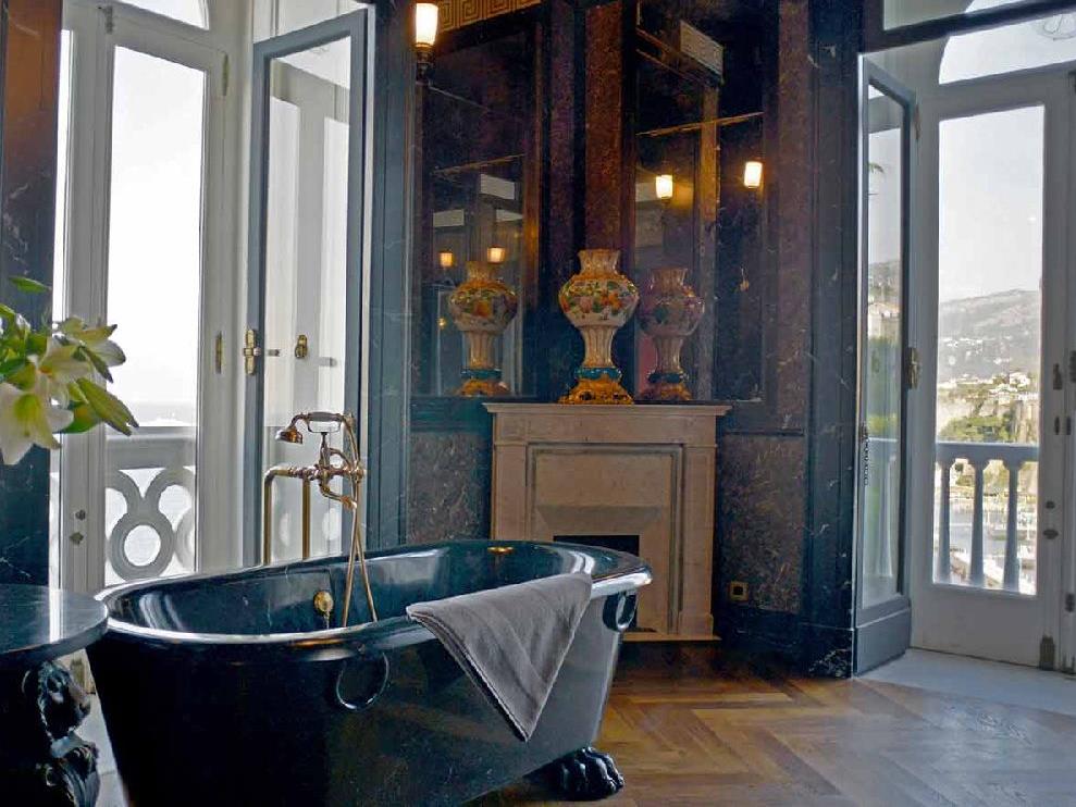 Marble bathroom and views at Villa Astor Amalfi Italy
