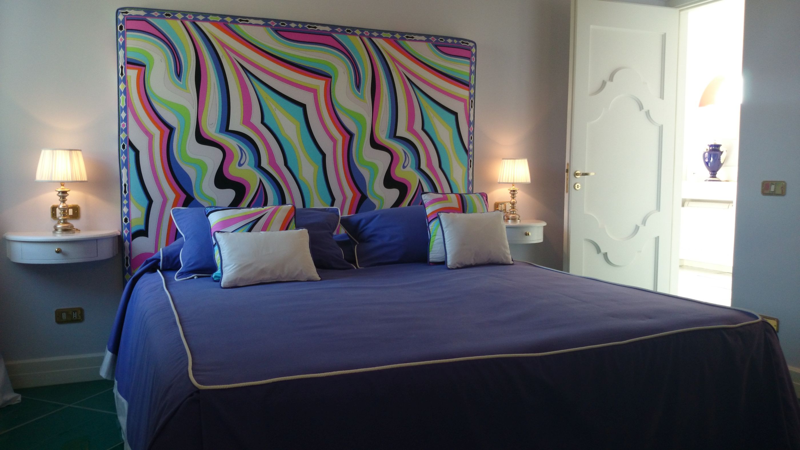 Purple double bedrooom at Villa di Praiano, Amalfi Coast